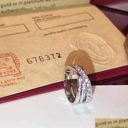 Paar rings band s sterling sier paris nouvelle vage esigner dubbele kruislagen met box party cadeau voor vrouwen sieraden drop levering otjln