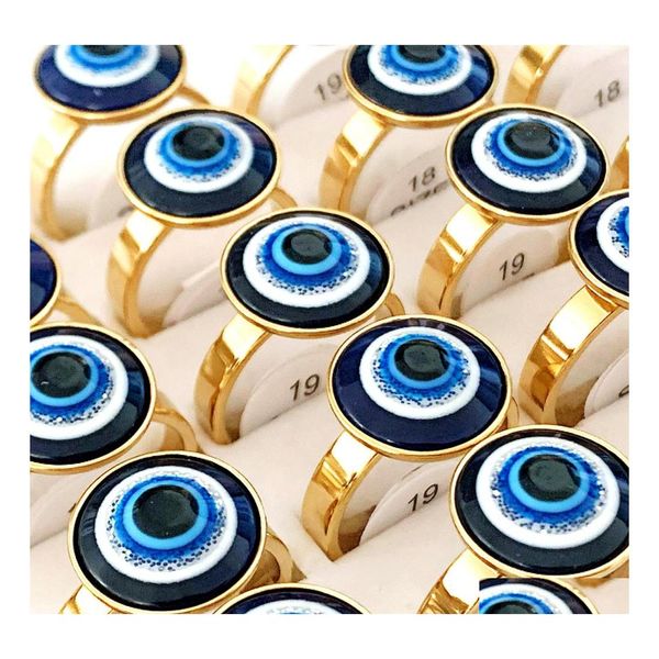 Couple Anneaux Bk Lots 30 Pcs Or Devils Eye En Acier Inoxydable Globe Oculaire Charme Cadeaux Femmes Hommes Goth Punk Bijoux Drop Delivery Ring Dhqt5