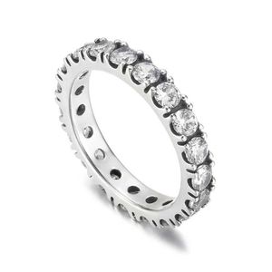 Anillos de pareja anillo de hilera eterna azul y transparente adecuado para auténtico S925 Sterling Silver Womens Jewelry Girls Birthday S24523010