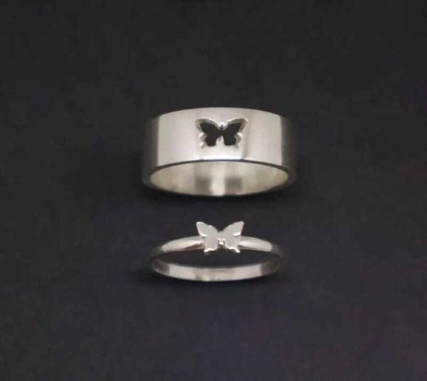 Pareja anillos de mariposa coincidencia para mujeres set de boda de la boda amantes de anillo de anillo dorado sier color4148164