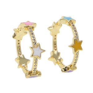 Paar ringen kerstcadeau mode mode sieraden pastel emailster cz eeuwigheid band ring gouden stacking bands voor vrouwelijke drop deli dhgarden dhcre