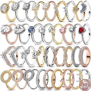Couple Rings Classic 925 STERLING Silver New Round Heart Ring Exquis Couple Ring Classic Charm bijoux surprise Cadeau S2452455