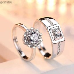 Couple anneaux Classic Couple Ring Sparkling Crystal Cz Stone Fashion Wedding Couple Couple Ring Roantic Valentin Day Gift Ring Accessoires WX