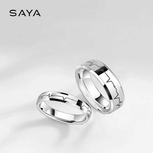 Couple Anneaux Couple Tungsten Jewelry Heartbeat Ring Creative Lettre Creative For Men and Womens Wedding Valentines Day Gift Free sculpture S2452301