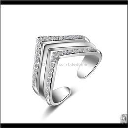 Paar ringen drop levering 2021 mode-sieraden messing ring eenvoudige drie lagen kegelvorm zirkoon imitatie rhodium rose vergulde vrouw ope