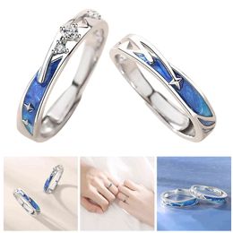 Paar ringen elegante ringen voor vrouwen mannen ronde vorm trend meteoren douche openen verstelbare ring sieraden gift dames ringen 2021 G1125