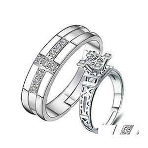 Paar ringen verloving bruiloft jubileum cadeau vrouwen mannen sieraden mode open kubieke zirconia ring drop levering dhzys