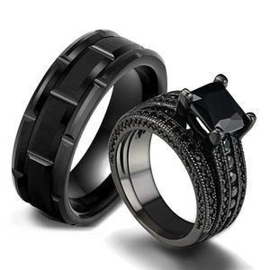 Couple anneaux de mode Couple de mode anneau romantique pour femmes et noire noire zirconi anneau simple mens en acier inoxydable anneau de mariage bijoux s2452455
