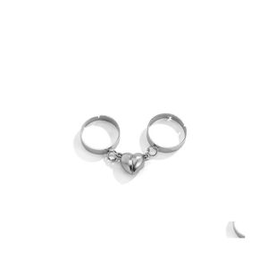 Paar ringen mode eenvoudige hartvorm magnetische persoonlijkheid vintage voor vrouwen mannen beloven minnaar sieraden cadeau drop levering otrth