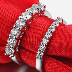 Paar ringen voor vrouwen zilver 925 passende echte moissanite ring 18K vergulde sieraden 7 stuks 0,1ct, 0.05ct