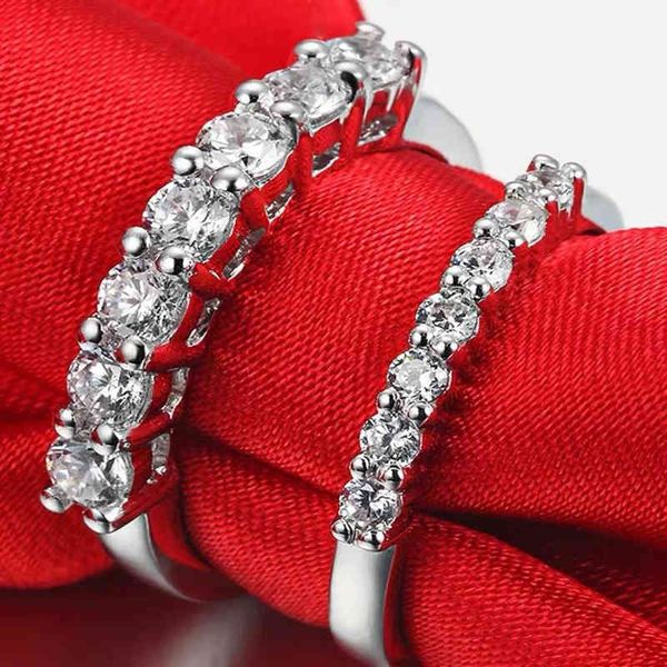 Couple Anneaux pour Femmes Argent 925 Correspondant Réel Moissanite Anneau 18k Plaqué Or Bijoux 7 Pièces 0.1ct, 0.05ct