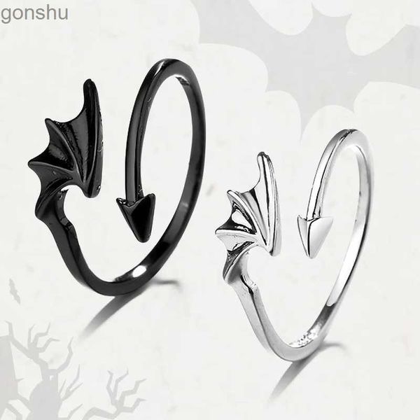 Couple anneaux Gothic Angel Demon Couple Matching Ring Set Femme Lover Promise Open Ring Jewelry Anniversary Gift WX