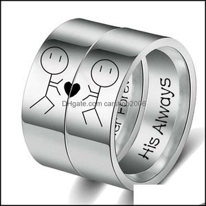 Anillos de pareja Su siempre su anillo para siempre Boda simple Compromiso Amantes San Valentín Presente Entrega de gota 2021 Joyería Carshop2006 Dh3Bz