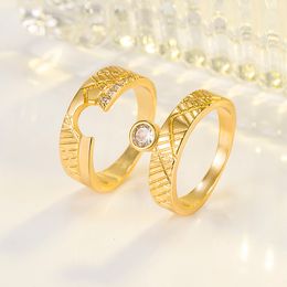 Couple Anneaux HOYON Pur Or 18 carats Couleur Originale Anneaux De Mariage Ensemble pour Couple Femmes Bijoux Diamant Style Bague 925 Argent Voiture Fleur Navire Libre 230518