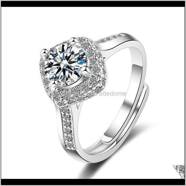 Couple Bagues Bijoux Drop Delivery 2021 Bague En Laiton Avec Zircon Blanc Plus Grand Autour De Petit Réglage Imitation Plaqué Rhodium Femme Cadeau Ajuster C