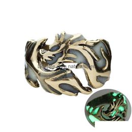 Couple anneaux individualité lumineuse pour femmes hommes accessoires nécessaires Clubs de nuit Bars Personnalité Dragon Fashion Jewelry Ring Drop Dhsip