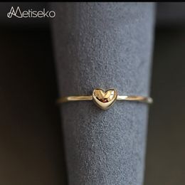 Paar ringen metiseko real 925 sterling verzilverde 14k gouden liefde ring eenvoudige veelzijdige schattige verlovingsringen voor vrouwen feest bruiloft cadeau 230519