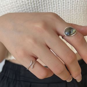 paar ringen natuurlijke open staartring ingelegd met maansteen geometrische sieraden herstellende oude manieren herstellen studringen vriendschapsringen paar ringen voor dames bandring