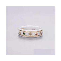 Casal anéis novo estilo branco jadefashion preto cerâmica cluster bague anillos para homens e mulheres noivado jóias amante gota entrega dhlxp