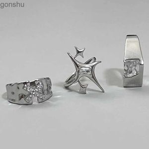 Couple anneaux punk harajuku y2k shining étoile cross cristal ring femelle couple couple fiançailles ring