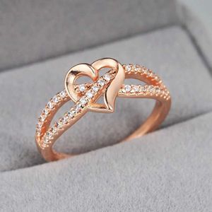 Paar ringen romantische oneindige hartvormige liefdesring dames bruiloft verloving paar ring kristal zirkoon accessoires mode sieraden dzr026 s2452455