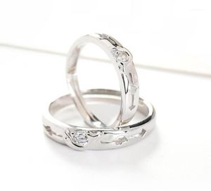 Paar ringen S925 Sterling Silver Jewelry One Arrow Wear Heart Lovers Ring Hollow Out Boor Opening Koreaanse versie Simple6216234
