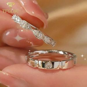 Paar ringen tfglbu 0,1ct molybdeen 925 sterling zilveren ring set geschikt voor dames verlovingsparen banden valentijnsdag geschenken s24523010