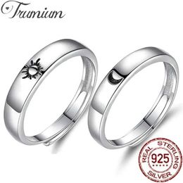 Paar ringen trumium% 925 zilveren ring aanpasbare verstelbare zon en maan bijpassende ring paar ringbetrokkenheid trouwring gratis gravure s2452301