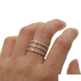 Paar ringen hele high -end verlovingsband goud kleur aaa zirkon turquoises trendy voor vrouwen drop levering sieraden ring dhgarden dhnrr