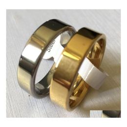 Paar ringen groothandel 50 stks 6 mm sier en gouden mix band roestvrij staal gewoon bruiloft feest verloving vinger ring drop levering jood dhygf