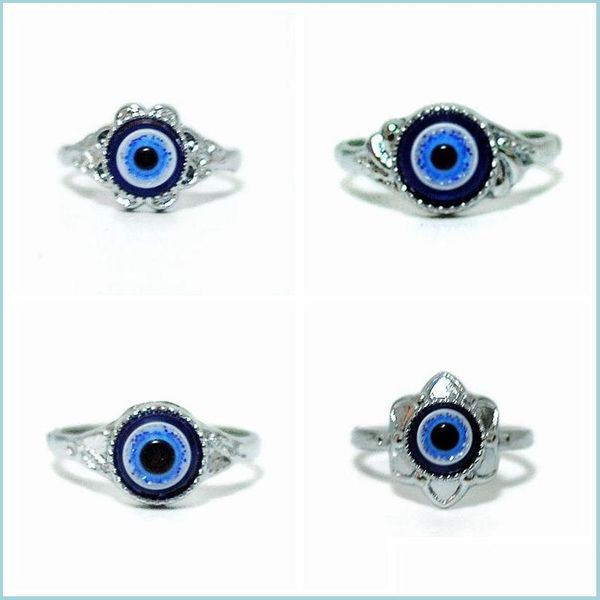 Couple anneaux en gros 50 pièces bleu diables oeil alliage mélange charme Punk Goth cadeau turc femmes hommes bijoux livraison directe anneau Dhles