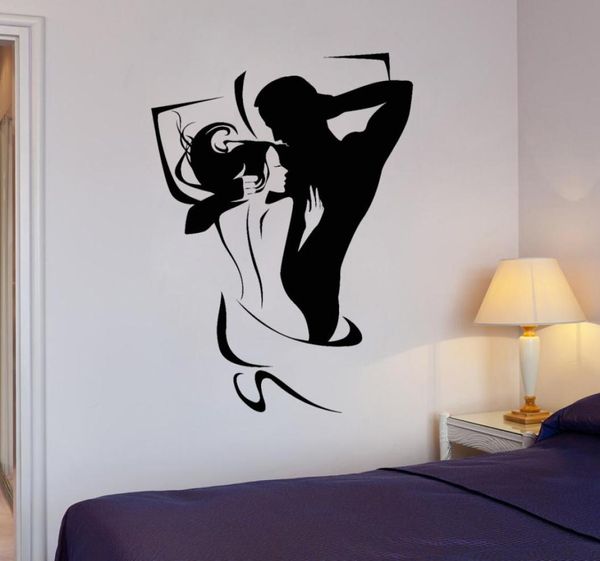 Autocollants muraux amovibles avec Silhouette de femme et d'homme nu, décoration murale pour chambre de Couple, ornement de maison, chambre à coucher 8853441