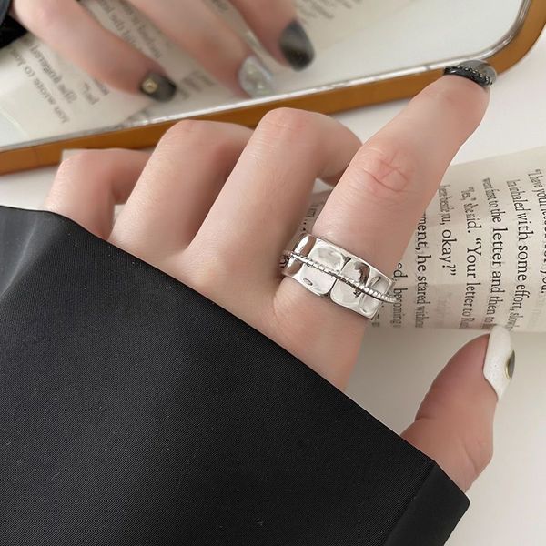 Couple Sier correspondant amour haute concepteur bague à ongles bijoux de mode promesse de mariage pour femme cadeau d'anniversaire anneaux empilables