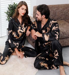 Paar Silk Satin Pyjamas Pyjamas Set Sleepwear Sleepwear Pijama Pyjamas Sleepwear Pakken Vrouwen en Man Sleep 2pc Set Loungewear Plus Size2223382