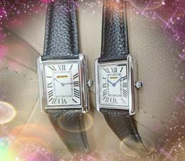 Paar vierkante Romeinse wijzerplaat automatische dames heren horloges luxe mode zwart bruin lederen band quartz uurwerk klok tank serie super vrijetijdshorloge geschenken