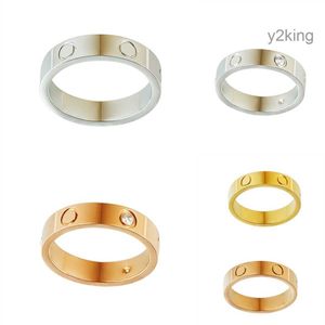 Paar unisex designer manchetschroef stalen legering gouden mode sieraden liefde ring roestvrij luxe klassieke fade nagel vergulde zilveren kristal y9yc# 0yds