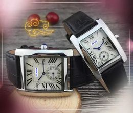 Couple unisexe deux broches moitié travail quartz batterie montres hommes et femmes jour calendrier réservoir étanche doit concevoir dame horloge carré cadran romain montre cadeaux cadeaux