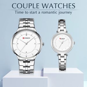 Couple Watch Curren Hommes Montres Top Marque Luxe Quartz Montre Hommes et Femmes Horloge Mode Casual Lovers Watch Set à vendre 210517