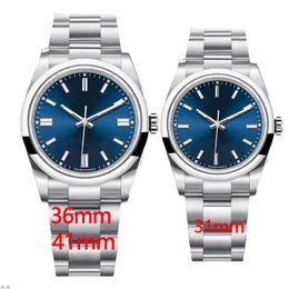 Reloj de pareja Pulsera de ostras para hombre Esfera azul turquesa Mujer 31 mm 36 mm Mecánico automático 904L Color de zafiro inoxidable Relojes de lujo para mujer