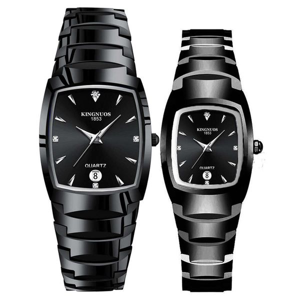 Montres de Couple pour amoureux, à Quartz, à la mode, décoration décontractée, Bracelet en acier tungstène, couleur carrée, paire d'heures