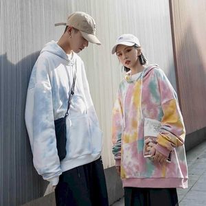 Paar Wear Hoodies Niche Design Sense Herfst Koreaanse Tie-Dye Sweatshirt Heren Trendy Lente en Dunne jas 210526