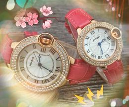 Paar dames heren tijd klok horloges 38 mm 33 mm Romeinse diamanten ring drie pins zakelijke casual lederen riem Japan Quartz beweging polshorloges Montre de luxe