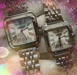 Couple femmes quartz hommes horloge montres date automatique simple cadran carré romain montre de créateur en acier inoxydable deux broches boutique montre-bracelet d'affaires Relojes hombre