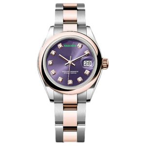 Pareja reloj para mujer Relojes automáticos de diamantes Relojes de pulsera de 31 mm de color púrpura de alta calidad Correa de acero inoxidable con cristal de zafiro Novia Montre con caja a prueba de agua
