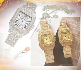 Couple Femmes Hommes Habitants Montres Plein Diamants Bague Glacé Montre Mouvement À Quartz Fonctionnalité De Fête Ensemble De Sport Auger Montre-Bracelet Horloge montre de luxe Cadeaux