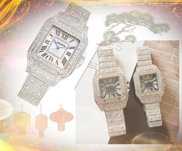 Couple Womens Mens Dwellers Montres Full Diamonds Ring Iced Out Watch Quartz Movement Party Feature Sports Set Auger Montre-bracelet Horloge Casual Business Gifts