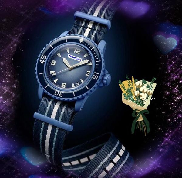 Couple Femmes Hommes Amoureux Montres Bracelet en Nylon Qurtz Batterie et Mouvement Mécanique Automatique Horloge Saphir 5ATM Étanche Lumineux Saphir Céramique Montre Cadeaux