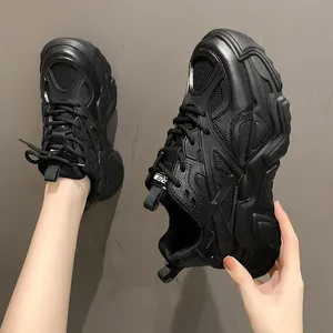 Couples Dad Chaussures Simple Plateforme Chunky Sneakers coin pour femmes Chaussures décontractées Mesh Mesh Summer Sports Running Shoe Lightwear Tenis Feminino Lace Up A005