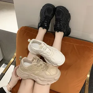 Parejas Zapatos De Papá Plataforma Simple Zapatillas De Deporte Gruesas Cuña Para Mujer Zapatos Casuales Malla Transpirable Zapatillas Deportivas De Verano Tenis Ligeros Femeninos Con Cordones A12