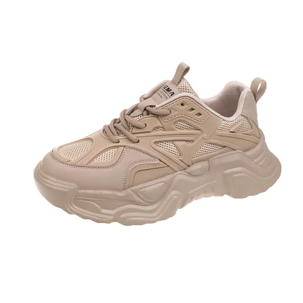 Couples papa chaussures plate-forme simple grosses baskets compensées pour femmes chaussures décontractées respirant maille sport d'été chaussure de course léger Tenis Feminino à lacets AA002